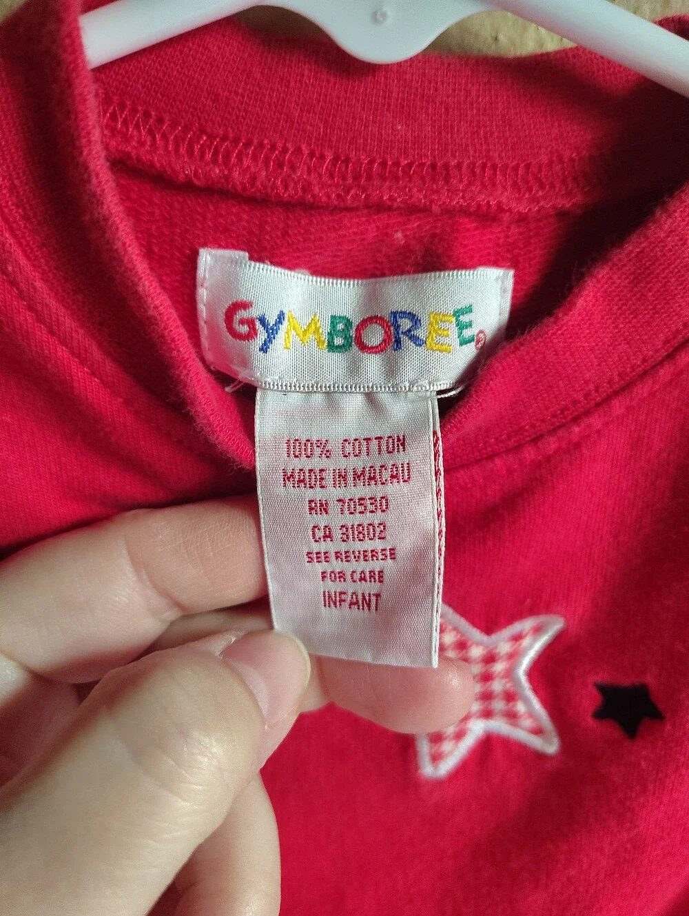 Vintage 90's Gymboree Rainbow Tag Infant Girl's Heart & Star Red Overall Set